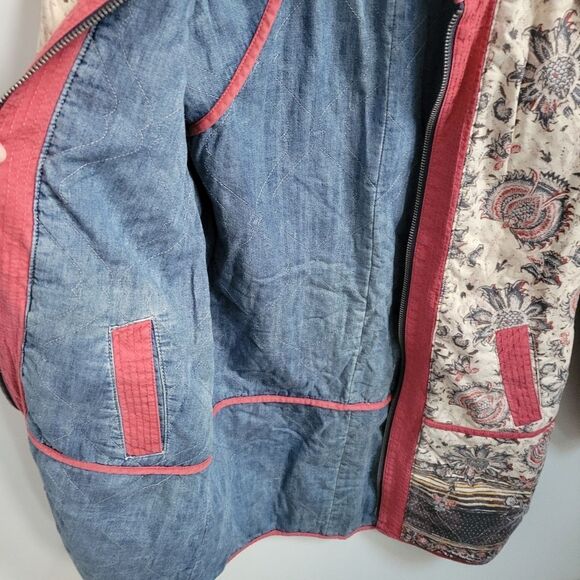 FREE PEOPLE reversible BELARIO QUILTED COTTON FALL ZIP JACKET COAT MEDIUM M L XL - Picture 9 of 14